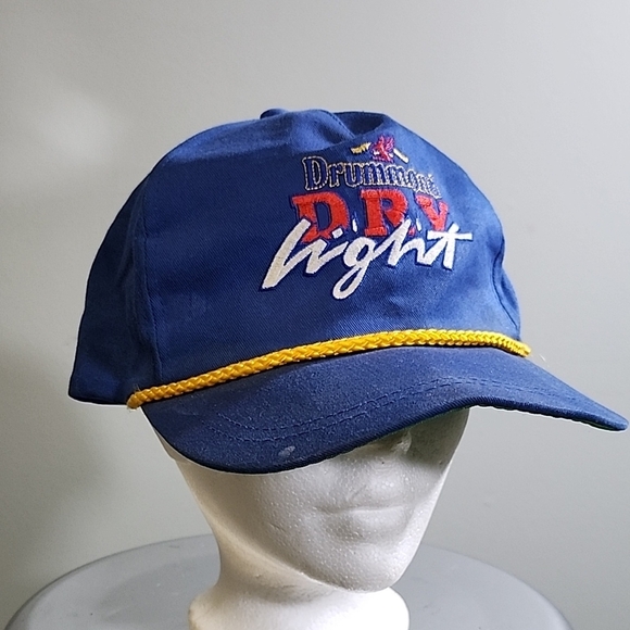 Blue Drummond Dry Light Cap with Yellow Accent Vintage Beer Hat - Picture 2 of 5